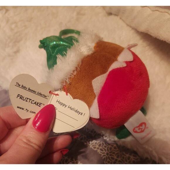 Ty Baby Beanies Christmas "Fruitcake" Keychain - Picture 2 of 2